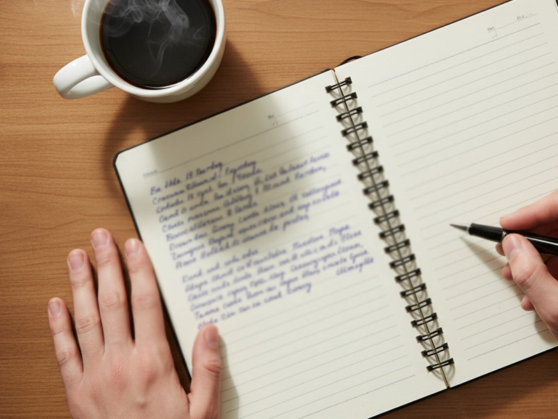 Notitieboek met weddenschap logboek en pen op tafel