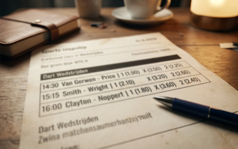 Wedformulier met dartswedstrijden en quoteringen