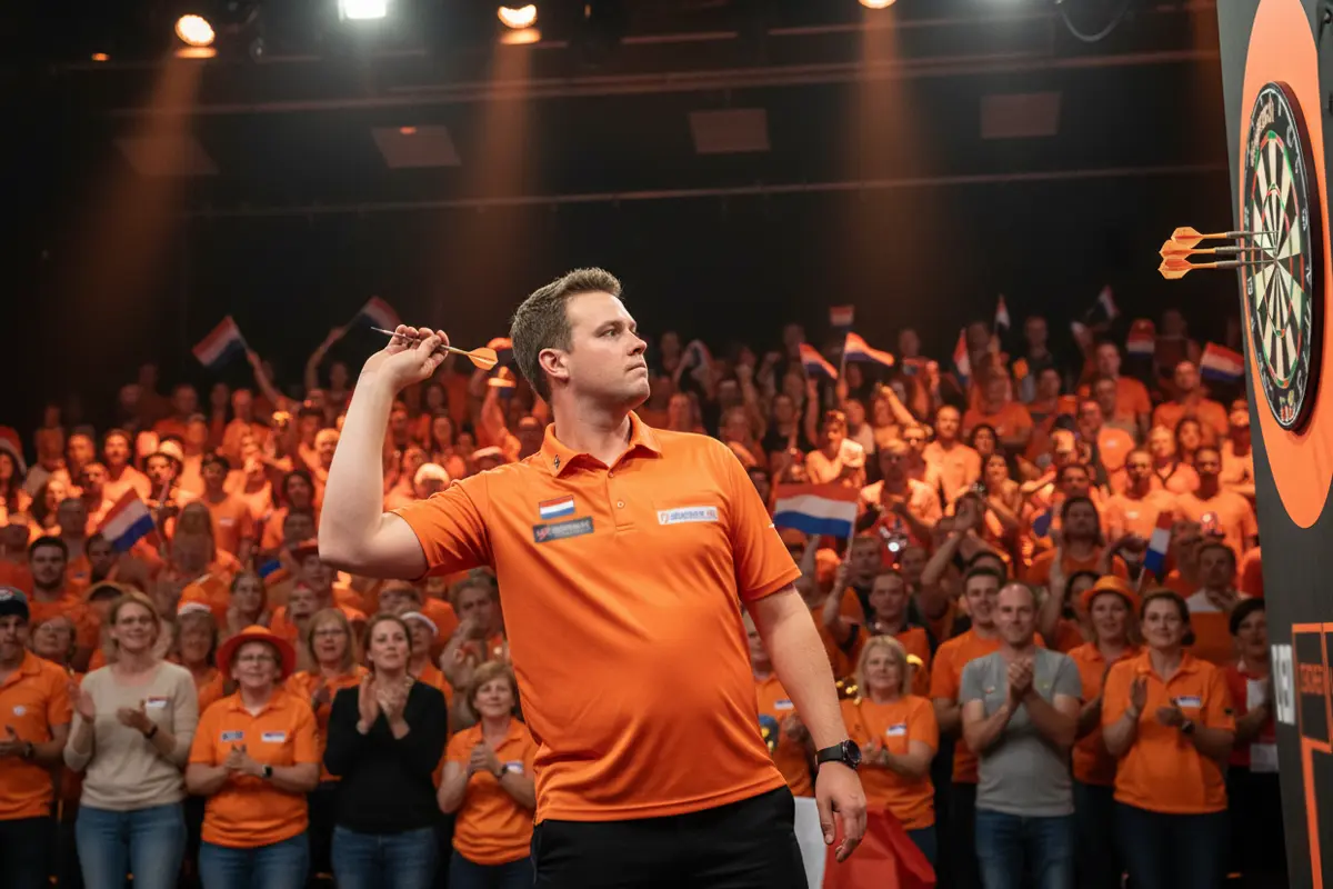 Nederlandse dartspeler gooit voor oranje supporters
